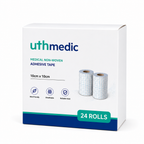 Rollo de cinta de fijación médica - Cinta adhesiva no tejida para apósitos de heridas, transpirable e hipoalergénica, 10 cm × 10 m (4" × 11 yardas), 6 rollos 