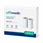 Rollo de cinta de fijación médica - Cinta adhesiva no tejida para apósitos de heridas, transpirable e hipoalergénica, 10 cm × 10 m (4" × 11 yardas), 6 rollos 